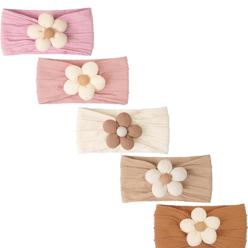 Floral Kids Headband Set - Pink, Cream, Tan